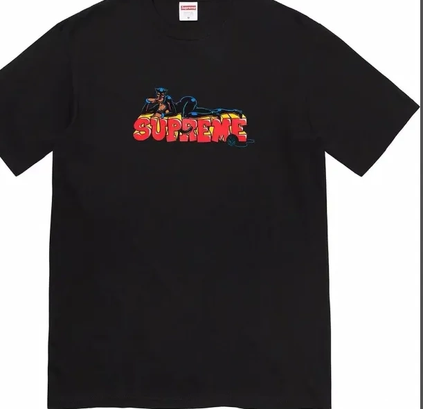 and XL Letter Printed White L M S Tee Short 22FW Cartoon T-shirt Black Catwoman Week Sleeve Pattern 0515